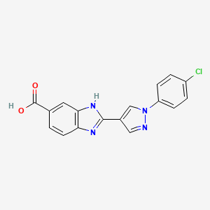 molecular formula C17H11ClN4O2 B7544952 2-[1-(4-chlorophenyl)pyrazol-4-yl]-3H-benzimidazole-5-carboxylic acid 