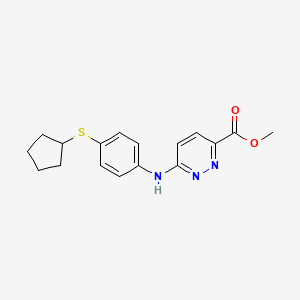 molecular formula C17H19N3O2S B7544974 Methyl 6-(4-cyclopentylsulfanylanilino)pyridazine-3-carboxylate 