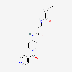 molecular formula C19H26N4O3 B7544998 2-methyl-N-[3-oxo-3-[[1-(pyridine-4-carbonyl)piperidin-4-yl]amino]propyl]cyclopropane-1-carboxamide 