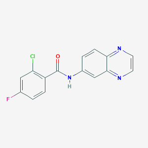 molecular formula C15H9ClFN3O B7545031 2-chloro-4-fluoro-N-quinoxalin-6-ylbenzamide 