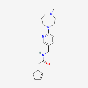 molecular formula C19H28N4O B7545060 2-cyclopent-2-en-1-yl-N-[[6-(4-methyl-1,4-diazepan-1-yl)pyridin-3-yl]methyl]acetamide 