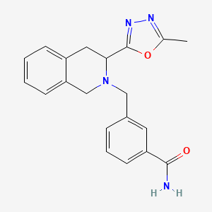 molecular formula C20H20N4O2 B7545082 3-[[3-(5-methyl-1,3,4-oxadiazol-2-yl)-3,4-dihydro-1H-isoquinolin-2-yl]methyl]benzamide 
