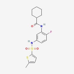molecular formula C18H21FN2O3S2 B7545154 N-[2-fluoro-5-[(5-methylthiophen-2-yl)sulfonylamino]phenyl]cyclohexanecarboxamide 
