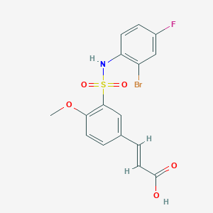 molecular formula C16H13BrFNO5S B7545176 (E)-3-[3-[(2-bromo-4-fluorophenyl)sulfamoyl]-4-methoxyphenyl]prop-2-enoic acid 