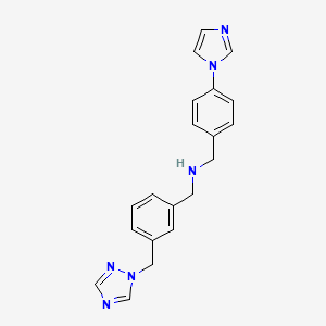 molecular formula C20H20N6 B7545250 1-(4-imidazol-1-ylphenyl)-N-[[3-(1,2,4-triazol-1-ylmethyl)phenyl]methyl]methanamine 