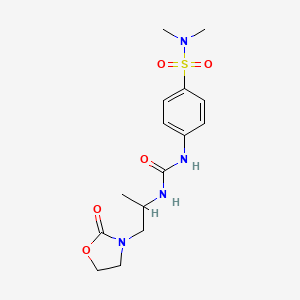 molecular formula C15H22N4O5S B7545258 1-[4-(Dimethylsulfamoyl)phenyl]-3-[1-(2-oxo-1,3-oxazolidin-3-yl)propan-2-yl]urea 