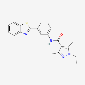 molecular formula C21H20N4OS B7545280 N-[3-(1,3-benzothiazol-2-yl)phenyl]-1-ethyl-3,5-dimethylpyrazole-4-carboxamide 
