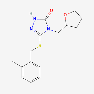 molecular formula C15H19N3O2S B7545350 3-[(2-methylphenyl)methylsulfanyl]-4-(oxolan-2-ylmethyl)-1H-1,2,4-triazol-5-one 