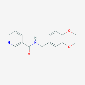 molecular formula C16H16N2O3 B7545354 N-[1-(2,3-dihydro-1,4-benzodioxin-6-yl)ethyl]pyridine-3-carboxamide 