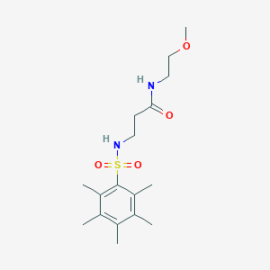 molecular formula C17H28N2O4S B7545360 N-(2-methoxyethyl)-3-[(2,3,4,5,6-pentamethylphenyl)sulfonylamino]propanamide 