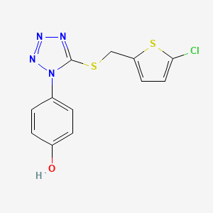 molecular formula C12H9ClN4OS2 B7545371 4-[5-[(5-Chlorothiophen-2-yl)methylsulfanyl]tetrazol-1-yl]phenol 