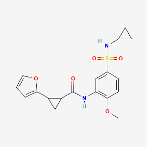 molecular formula C18H20N2O5S B7545377 N-[5-(cyclopropylsulfamoyl)-2-methoxyphenyl]-2-(furan-2-yl)cyclopropane-1-carboxamide 