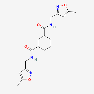molecular formula C18H24N4O4 B7545394 1-N,3-N-bis[(5-methyl-1,2-oxazol-3-yl)methyl]cyclohexane-1,3-dicarboxamide 