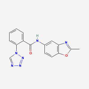 molecular formula C16H12N6O2 B7545424 N-(2-methyl-1,3-benzoxazol-5-yl)-2-(tetrazol-1-yl)benzamide 