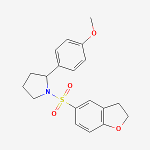 molecular formula C19H21NO4S B7545432 1-(2,3-Dihydro-1-benzofuran-5-ylsulfonyl)-2-(4-methoxyphenyl)pyrrolidine 