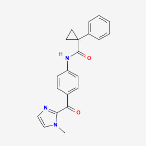 molecular formula C21H19N3O2 B7545436 N-[4-(1-methylimidazole-2-carbonyl)phenyl]-1-phenylcyclopropane-1-carboxamide 