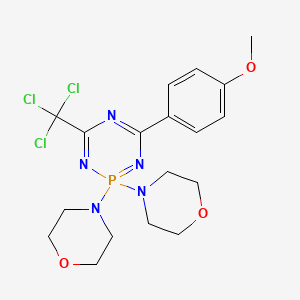 molecular formula C18H23Cl3N5O3P B7545451 4-[4-(4-Methoxyphenyl)-2-morpholin-4-yl-6-(trichloromethyl)-1,3,5-triaza-2lambda5-phosphacyclohexa-2,4,6-trien-2-yl]morpholine 