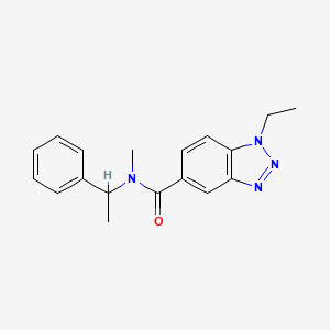 molecular formula C18H20N4O B7545453 1-ethyl-N-methyl-N-(1-phenylethyl)benzotriazole-5-carboxamide 