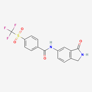 molecular formula C16H11F3N2O4S B7545473 N-(3-oxo-1,2-dihydroisoindol-5-yl)-4-(trifluoromethylsulfonyl)benzamide 