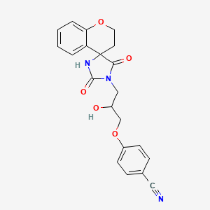 molecular formula C21H19N3O5 B7545480 4-[3-(2',5'-Dioxospiro[2,3-dihydrochromene-4,4'-imidazolidine]-1'-yl)-2-hydroxypropoxy]benzonitrile 