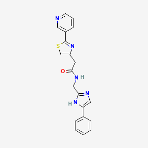 molecular formula C20H17N5OS B7545489 N-[(5-phenyl-1H-imidazol-2-yl)methyl]-2-(2-pyridin-3-yl-1,3-thiazol-4-yl)acetamide 