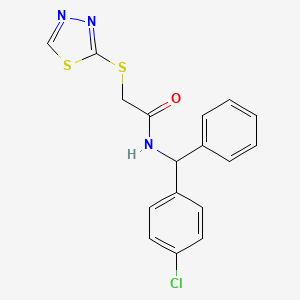 molecular formula C17H14ClN3OS2 B7545530 N-[(4-chlorophenyl)-phenylmethyl]-2-(1,3,4-thiadiazol-2-ylsulfanyl)acetamide 