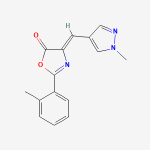 molecular formula C15H13N3O2 B7545554 (4Z)-2-(2-methylphenyl)-4-[(1-methylpyrazol-4-yl)methylidene]-1,3-oxazol-5-one 