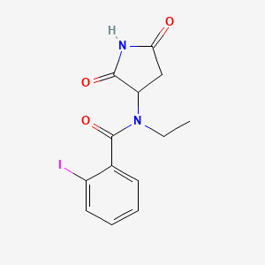 molecular formula C13H13IN2O3 B7545560 N-(2,5-dioxopyrrolidin-3-yl)-N-ethyl-2-iodobenzamide 