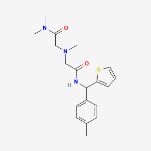 molecular formula C19H25N3O2S B7545572 2-[[2-(dimethylamino)-2-oxoethyl]-methylamino]-N-[(4-methylphenyl)-thiophen-2-ylmethyl]acetamide 