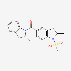 molecular formula C20H22N2O3S B7545639 (2-Methyl-2,3-dihydroindol-1-yl)-(2-methyl-1-methylsulfonyl-2,3-dihydroindol-5-yl)methanone 