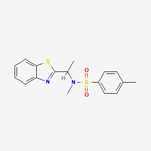 molecular formula C17H18N2O2S2 B7545655 N-[1-(1,3-benzothiazol-2-yl)ethyl]-N,4-dimethylbenzenesulfonamide 
