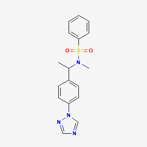 molecular formula C17H18N4O2S B7545682 N-methyl-N-[1-[4-(1,2,4-triazol-1-yl)phenyl]ethyl]benzenesulfonamide 