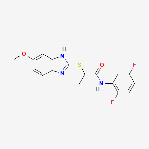 molecular formula C17H15F2N3O2S B7545694 N-(2,5-difluorophenyl)-2-[(6-methoxy-1H-benzimidazol-2-yl)sulfanyl]propanamide 