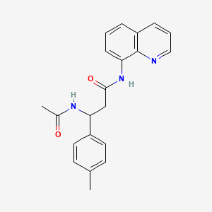 molecular formula C21H21N3O2 B7545702 3-acetamido-3-(4-methylphenyl)-N-quinolin-8-ylpropanamide 