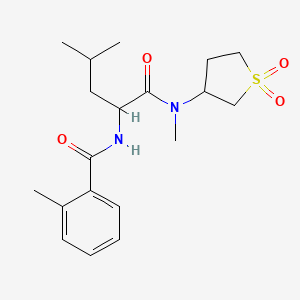 molecular formula C19H28N2O4S B7545766 N-[1-[(1,1-dioxothiolan-3-yl)-methylamino]-4-methyl-1-oxopentan-2-yl]-2-methylbenzamide 