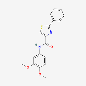 molecular formula C18H16N2O3S B7545768 N-(3,4-dimethoxyphenyl)-2-phenyl-1,3-thiazole-4-carboxamide 