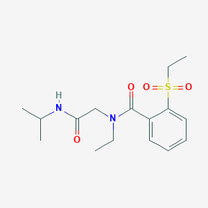 molecular formula C16H24N2O4S B7545830 N-ethyl-2-ethylsulfonyl-N-[2-oxo-2-(propan-2-ylamino)ethyl]benzamide 