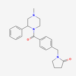 molecular formula C23H27N3O2 B7545858 1-[[4-(4-Methyl-2-phenylpiperazine-1-carbonyl)phenyl]methyl]pyrrolidin-2-one 
