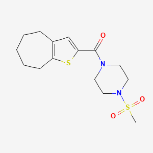 molecular formula C15H22N2O3S2 B7545887 (4-methylsulfonylpiperazin-1-yl)-(5,6,7,8-tetrahydro-4H-cyclohepta[b]thiophen-2-yl)methanone 