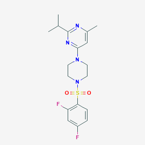 molecular formula C18H22F2N4O2S B7545895 4-[4-(2,4-Difluorophenyl)sulfonylpiperazin-1-yl]-6-methyl-2-propan-2-ylpyrimidine 