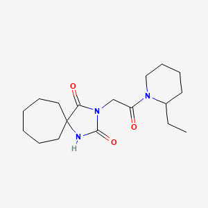 molecular formula C18H29N3O3 B7545926 3-[2-(2-Ethylpiperidin-1-yl)-2-oxoethyl]-1,3-diazaspiro[4.6]undecane-2,4-dione 
