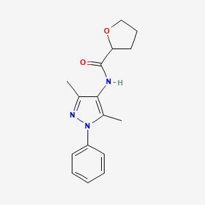 molecular formula C16H19N3O2 B7545993 N-(3,5-dimethyl-1-phenylpyrazol-4-yl)oxolane-2-carboxamide 
