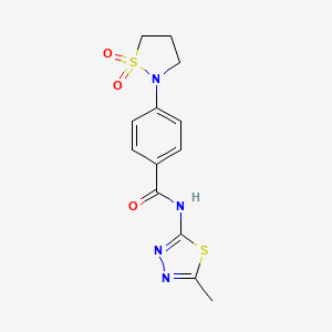 molecular formula C13H14N4O3S2 B7546001 4-(1,1-dioxo-1,2-thiazolidin-2-yl)-N-(5-methyl-1,3,4-thiadiazol-2-yl)benzamide 