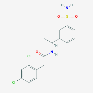 molecular formula C16H16Cl2N2O3S B7546006 2-(2,4-dichlorophenyl)-N-[1-(3-sulfamoylphenyl)ethyl]acetamide 