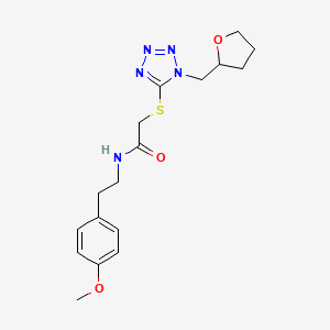 molecular formula C17H23N5O3S B7546034 N-[2-(4-methoxyphenyl)ethyl]-2-[1-(oxolan-2-ylmethyl)tetrazol-5-yl]sulfanylacetamide 