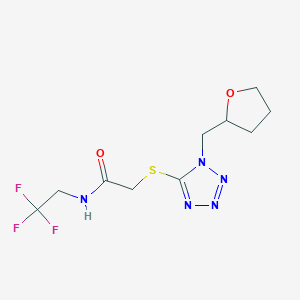 molecular formula C10H14F3N5O2S B7546058 2-[1-(oxolan-2-ylmethyl)tetrazol-5-yl]sulfanyl-N-(2,2,2-trifluoroethyl)acetamide 