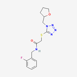 N-[(2-fluorophenyl)methyl]-2-[1-(oxolan-2-ylmethyl)tetrazol-5-yl]sulfanylacetamide