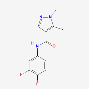 molecular formula C12H11F2N3O B7546080 N-(3,4-difluorophenyl)-1,5-dimethylpyrazole-4-carboxamide 