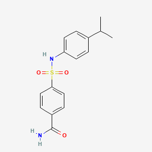molecular formula C16H18N2O3S B7546108 4-[(4-Propan-2-ylphenyl)sulfamoyl]benzamide 