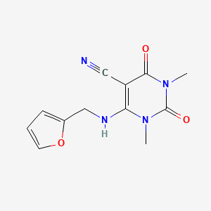 molecular formula C12H12N4O3 B7546144 4-(Furan-2-ylmethylamino)-1,3-dimethyl-2,6-dioxopyrimidine-5-carbonitrile 